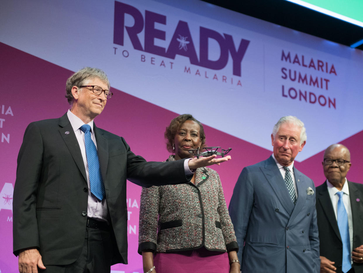 Bill Gates demonstrating how drones are being used for surveillance: Malaria Summit London