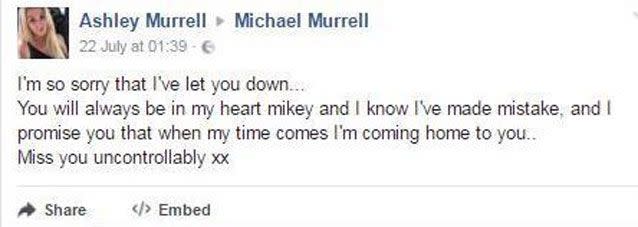 Ms Murrell has apologised to her late husband. Source: Facebook