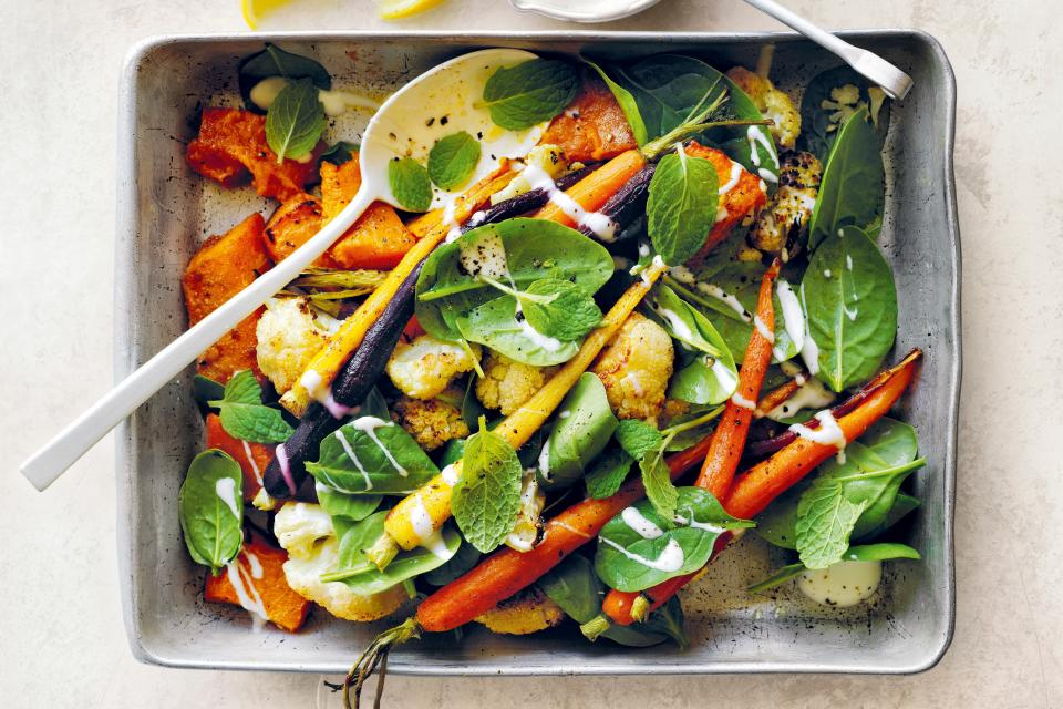 <h1 class="title">Honey-Roasted Vegetable Salad</h1><cite class="credit">Photo by William Meppem and Chris Court</cite>