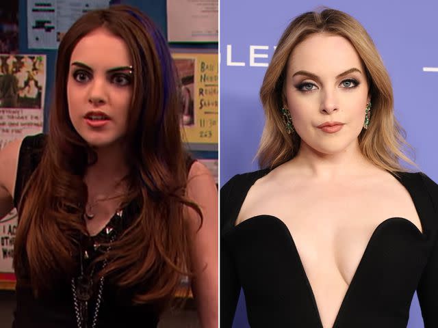 <p>Nickelodeon ; Amy Sussman/WireImage</p> Elizabeth Gillies as Jade West in 'Victorious' ; Elizabeth Gillies attends Billboard Women in Music in March 2023.