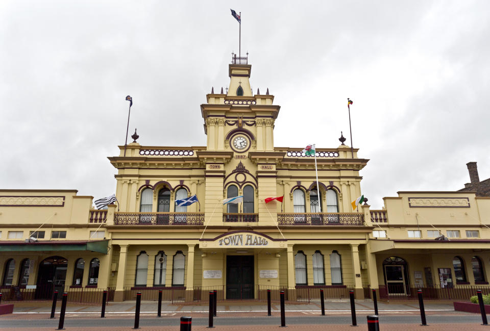 Glen Innes town hall is pictured.