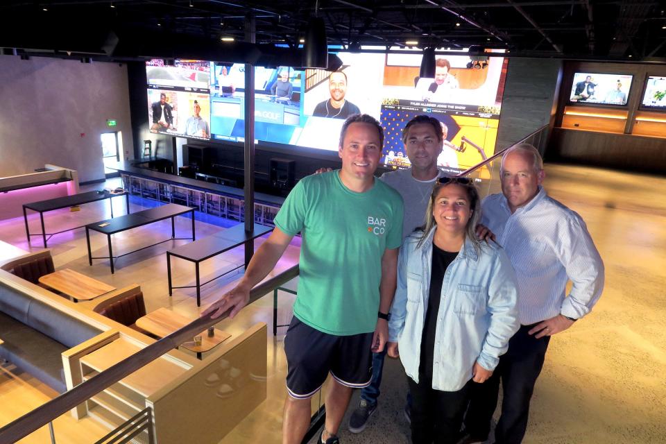 BarCo Brands partners (left to right) Phil Villapiano, Greg Bartz, Andrea Pappas and Tim McMahon are shown at Baseline Social, which opened this year at the Fort Monmouth Commissary in Oceanport.