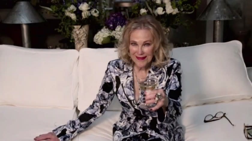 78th ANNUAL GOLDEN GLOBE AWARDS -- Pictured in this screen grab: Catherine O'Hara attends the 78th Annual Golden Globe Awards broadcast on February 28, 2021 -- (Photo by: NBC)