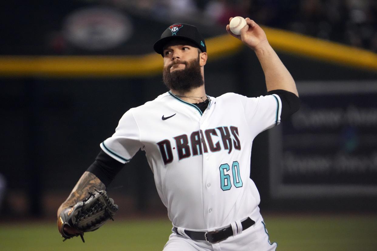 Arizona Diamondbacks starting pitcher Dallas Keuchel (60) pitches against the Colorado Rockies during the first inning at Chase Field in Phoenix on July 8, 2022.