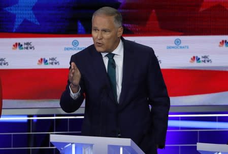 Washington Governor Jay Inslee speaks at the first U.S. 2020 presidential election Democratic candidates debate in Miami, Florida, U.S.,