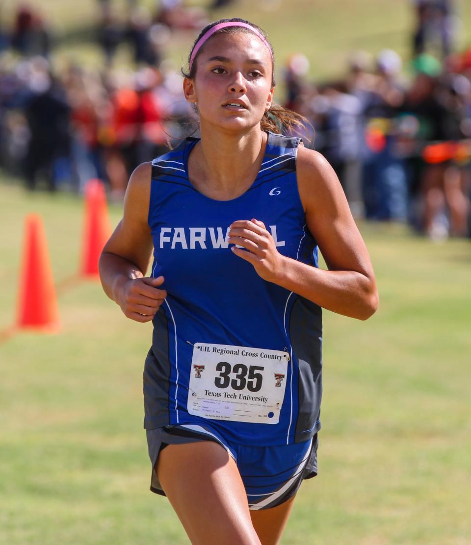 Farwell's Isabella Jaime competes in the Region I-2A cross country meet on Monday, Oct. 24, 2022 at Mae Simmons Park.