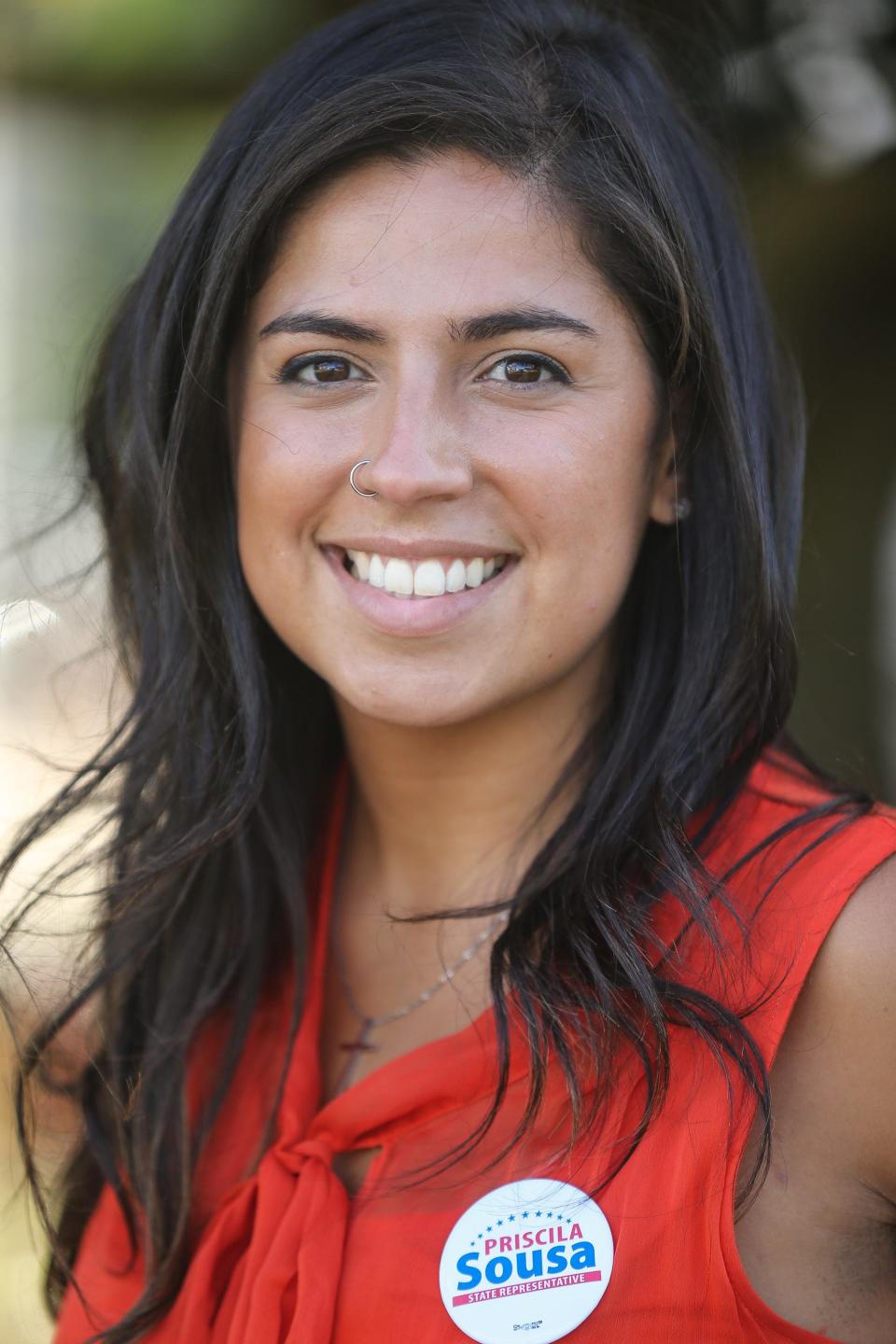 Framingham School Committee Chair Priscila Sousa is running for the open seat in the newly created 6th Middlesex District at the State House, Aug. 12, 2022.