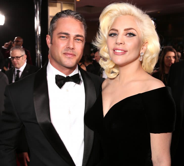 BEVERLY HILLS, CA - JANUARY 10: Actor Taylor Kinney and recording artist Lady Gaga attend the 73rd Annual Golden Globe Awards at The Beverly Hilton Hotel on January 10, 2016 in Beverly Hills, California. (Photo by Todd Williamson/Getty Images)