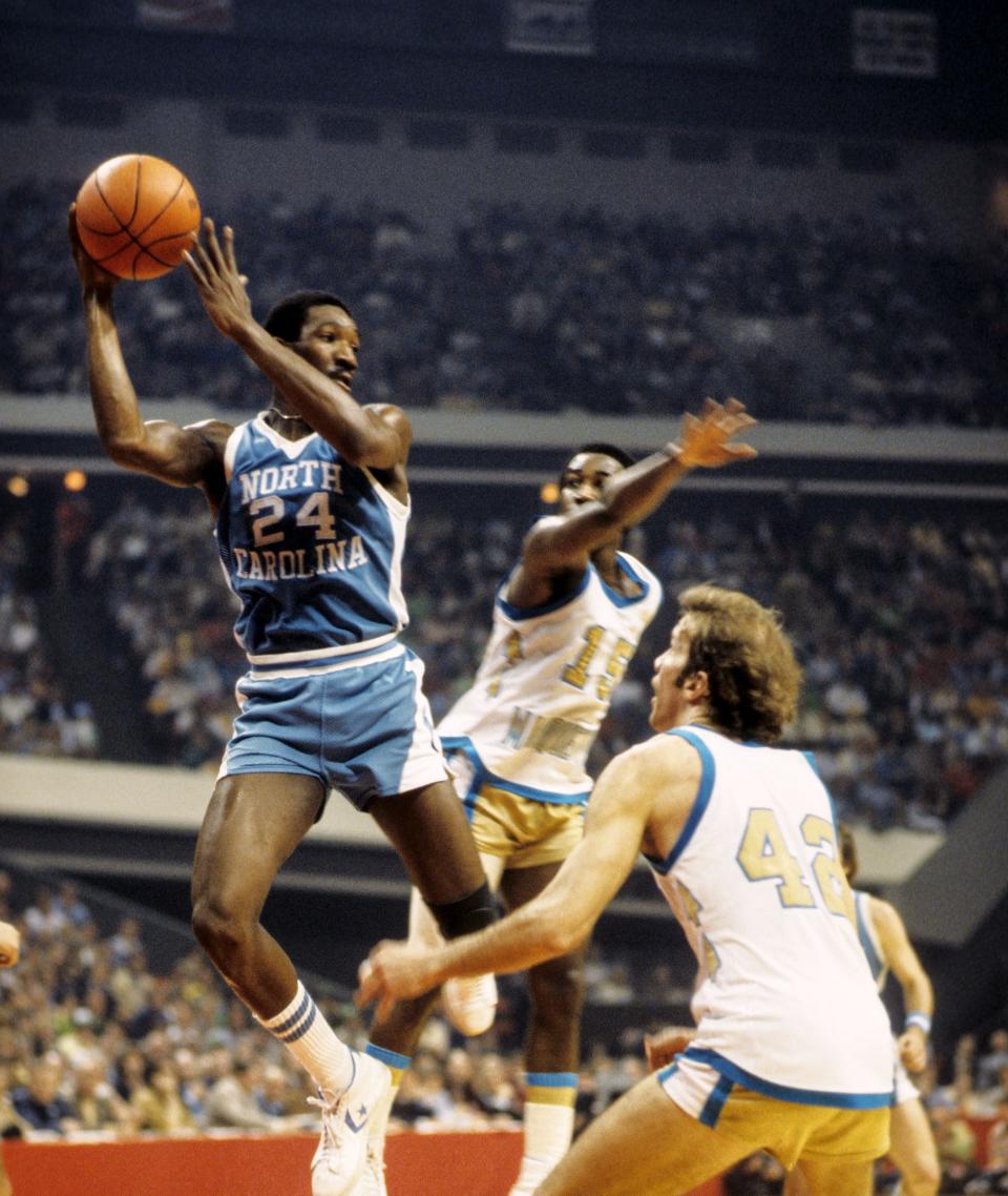 North Carolina Tar Heels forward Walter Davis (24) in action against the Marquette Golden Eagles the 1977 NCAA national championship game at the Omni. Malcolm Emmons-USA TODAY Sports