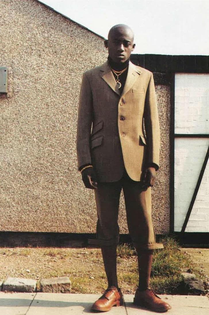 Enninful in a shoot for i-D magazine in 1991, styled by Simon Foxton