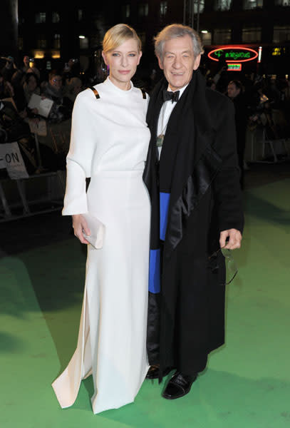 Cate Blanchett and Sir Ian McKellen at the London premiere of The Hobbit, Dec 2012 © Rex