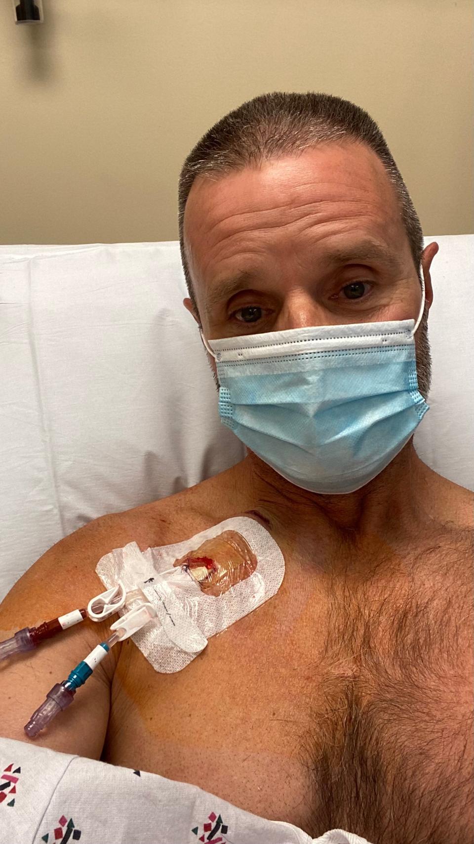 South Walton Fire District Lt. Steve Newsom receives treatment for multiple myeloma after his diagnosis in April 2020. Newsom is one of hundreds of firefighters who have been diagnosed with occupational cancer over the past decade.