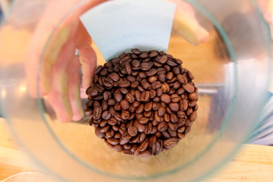 Roasted Sumatra coffee beans at Oceana Coffee's original roastery location in Tequesta.