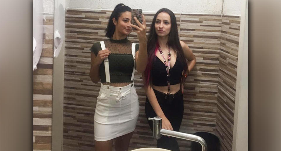 Pictured are Bruna Vellasquez (left) and Monique Medeiros (right) who died after falling from a waterfall.