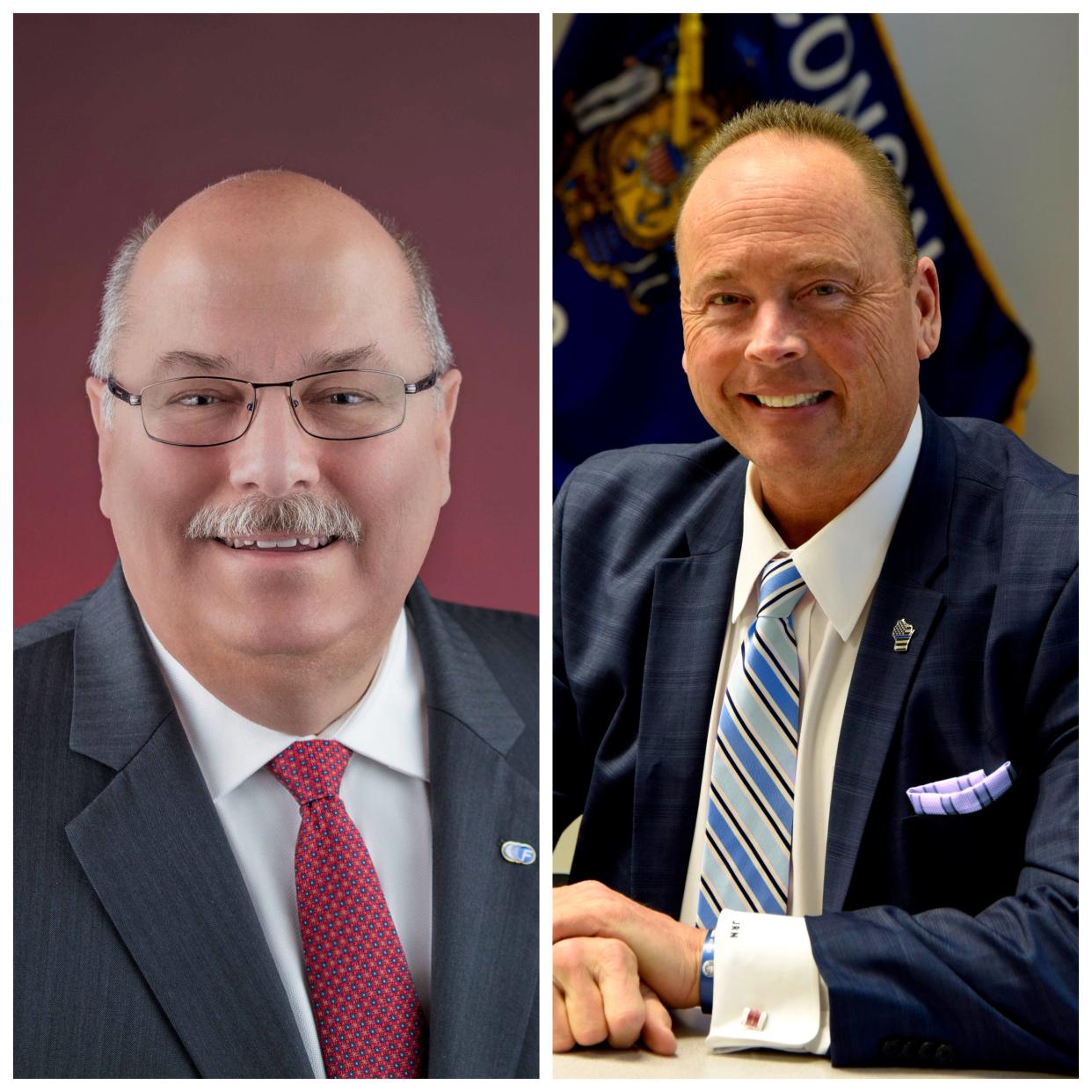 Incumbent Steve Olson (left) is facing District 6 Alderman John Nelson (right) for the Franklin mayor's seat in the April 4, 2023 election.