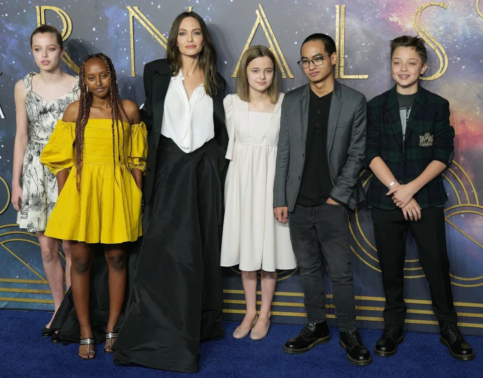 Angelina Jolie and her kids at The Eternals UK Gala Screening