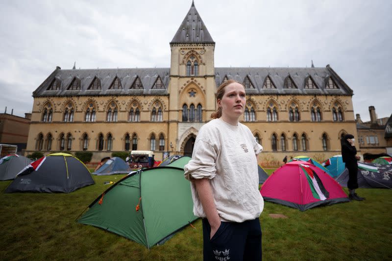 British students occupy university campuses in protest against conflict between Israel and Hamas, in Oxford