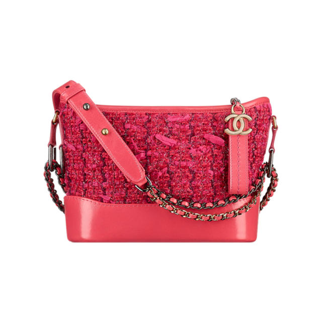 gabrielle pink tweed bag