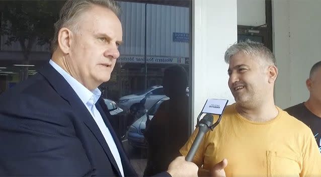 Mr Latham attempted to interview a number of people on the streets of Fairfield. Photo: Facebook / Mark Latham's Outsiders