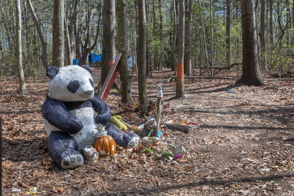 Homeless camp in Neptune behind the Shop Rite off Route 66. Neptune is trying to find alternative housing for most of them as neighbors in nearby neighborhoods have complained about the situation.  4/20/23