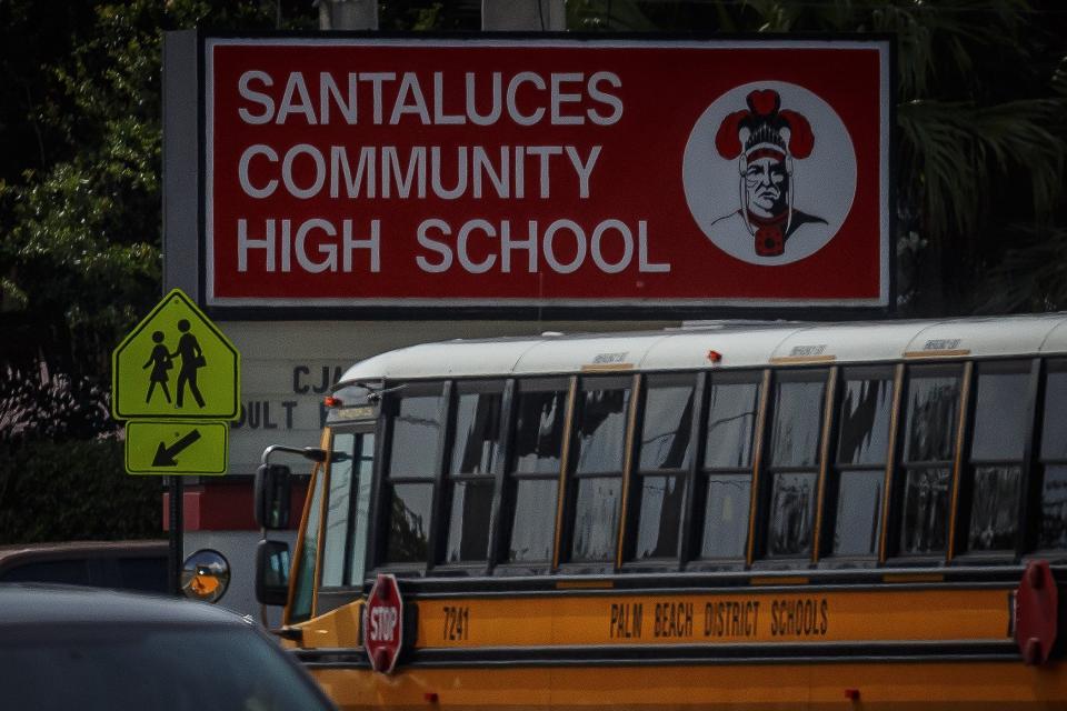 A teacher at Santaluces High is accused of handing out religious pamphlets to students before winter break.