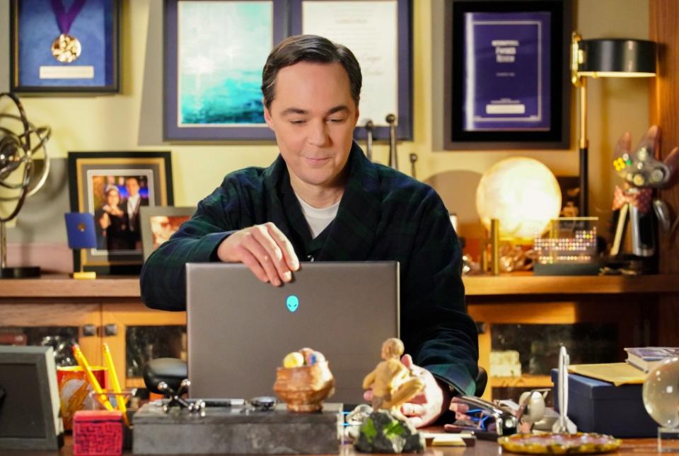 Sheldon (Jim Parsons) writing his memoir, which was the story of “Young Sheldon.” Bill Inoshita / 2024 Warner Bros.