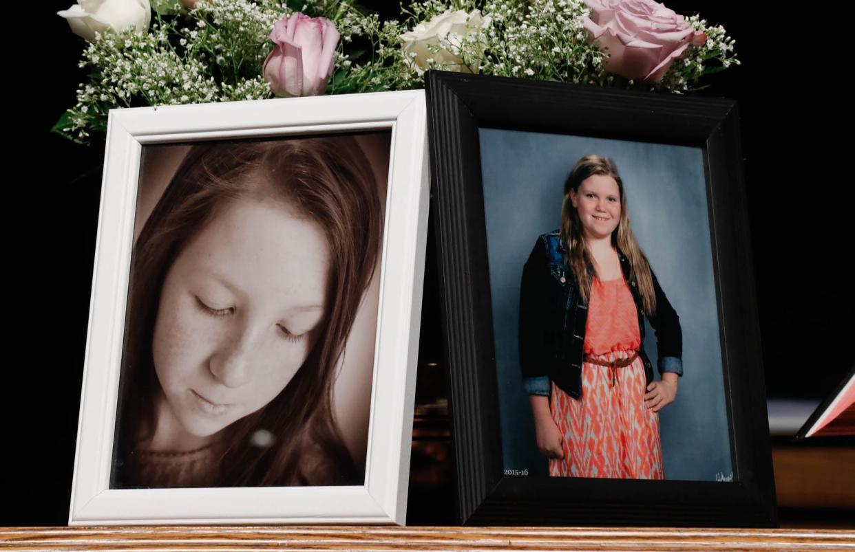 Two years after Delphi's Abby Williams and Libby German were murdered, their families set up photos and candles for a Community prayer remembrance at Delphi United Methodist Church 1796 US-421, on Wednesday, Feb. 13, 2019. 