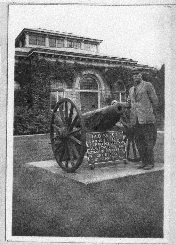 Posed beside Fort Stephenson&#39;s famous cannon is Guy Emerson, Fremont&#39;s own famous marksman.&#xa0;Emerson (1876-1931) lived in Fremont all his life, but was not remembered in his hometown until a recent book by Jim Weaver chronicled his life and accomplishments.&#xa0;This photo was taken beside Old Betsy in 1914, just a few years after he won back-to-back world championships in 1910 and 1911.&#xa0;He also would win another world title in 1922.&#xa0;His many medals and more information about him will be on display at the Sandusky County Historical Society when it reopens in the spring.&#xa0;(Submitted by Larry Michaels and&#xa0;Krista Michaels)
