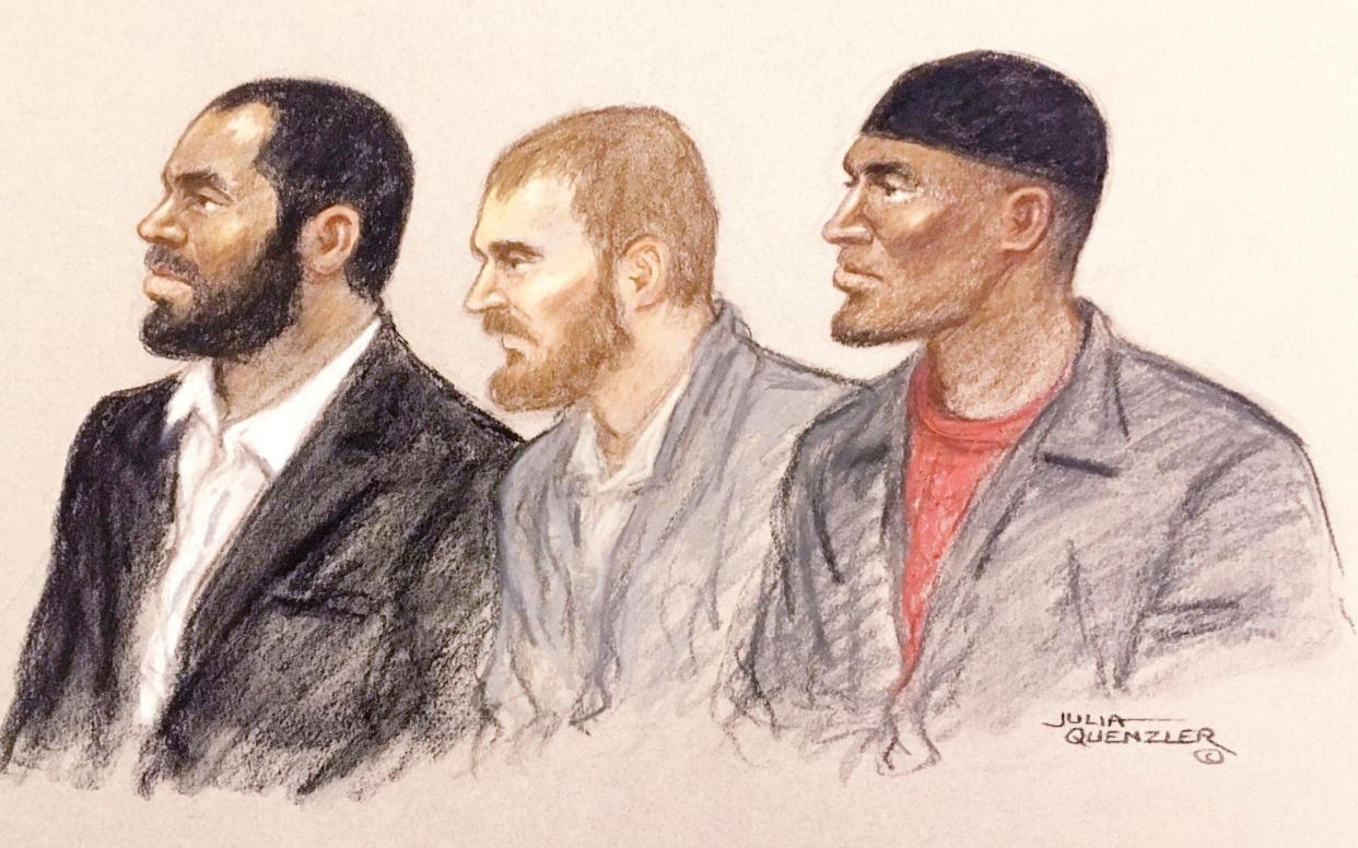 Basana Kimbembi, Robert Butler and Joshua Ratner on trial at the Old Bailey - Julia Quenzler / SWNS.com