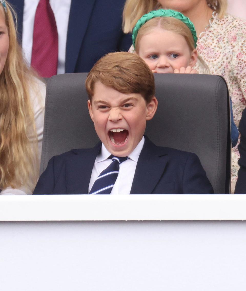 Britain's Prince George is seen in the royal box during the Platinum Jubilee Pageant outside Buckingham Palace in London on June 5, 2022.