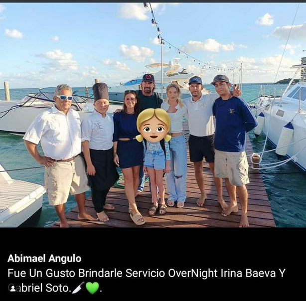 Gabriel Soto, Irina Baeva, Chef Abimael Angulo y tripulación yate / Cortesía 