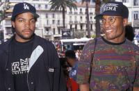 <p>Ice Cube with John Singleton, director of the film Boyz N the Hood, at the Cannes Film Festival in May 1991.</p>