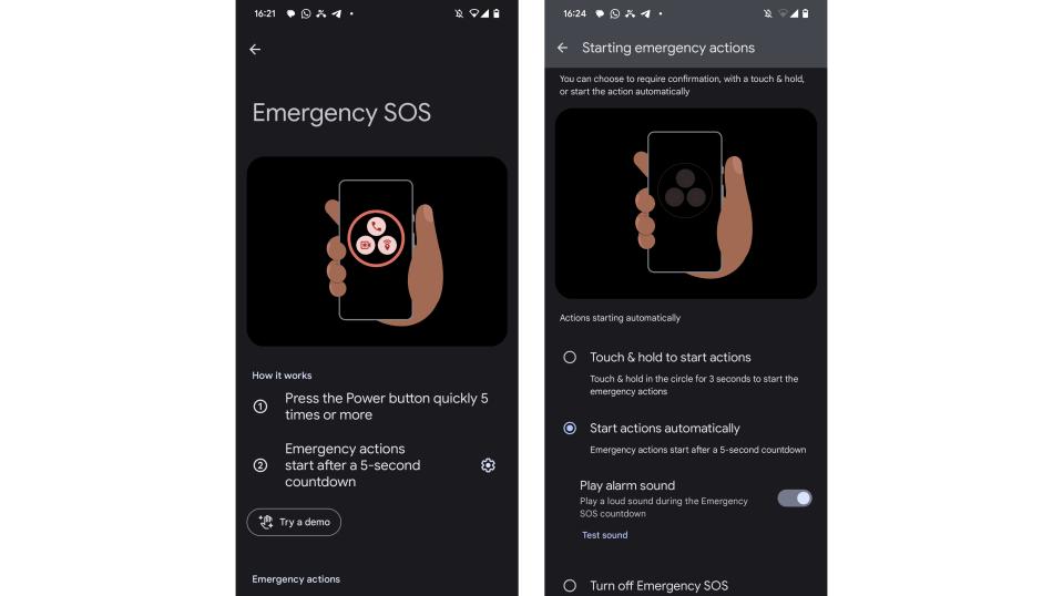 Emergency SOS on a Pixel 7 Pro