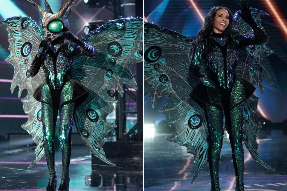 Michelle Williams as the Butterfly on The Masked Singer. | Michael Becker / FOX (2)