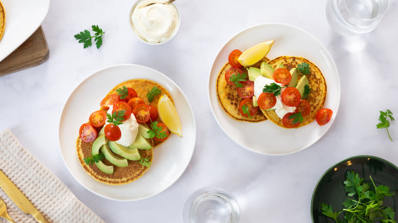 savory chickpea pancakes on plate 