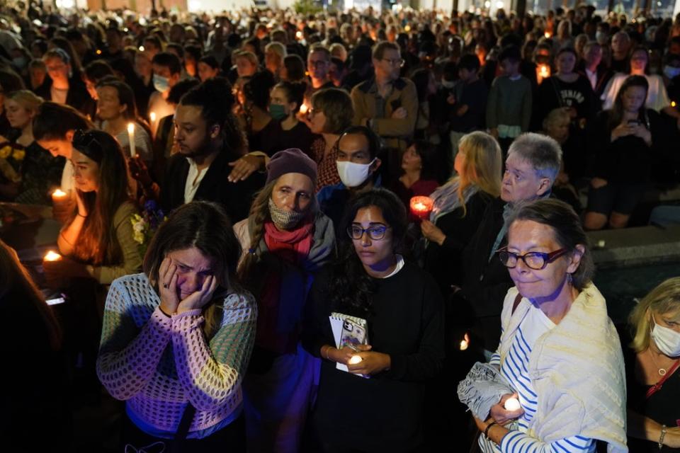 Members of the public attend a vigil in memory of Sabina Nessa (Jonathan Brady/PA) (PA Wire)