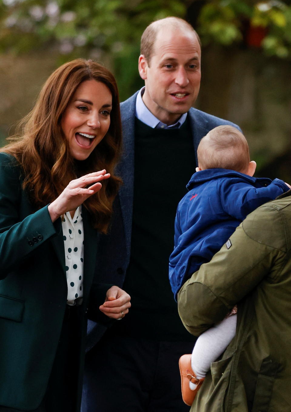Britain's Prince William, Duke of Cambridge and Britain's Catherine, Duchess of Cambridge meet Penelope Stewart during their visit to Starbank Park to hear about the work of Fields in Trust, along with Britain's Prince William, Duke of Cambridge, in Edinburgh, Scotland on May 27, 2021. (Photo by PHIL NOBLE / POOL / AFP) (Photo by PHIL NOBLE/POOL/AFP via Getty Images)