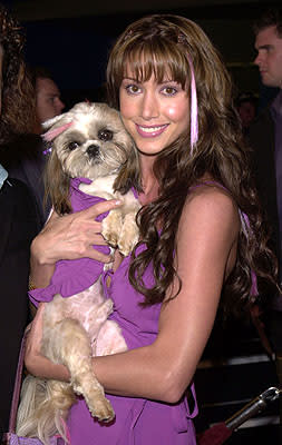 Shannon Elizabeth and puppy at the LA premiere for Columbia's Tomcats