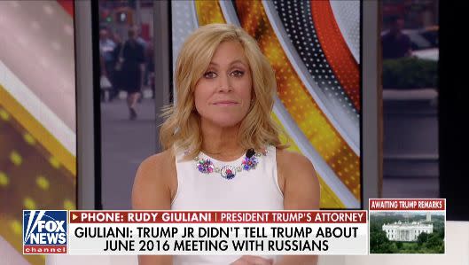 Fox News' Melissa Francis reacts to Rudy Giuliani's explanation for stating President Donald Trump wasn't at a meeting that allegedly never took place. (Photo: Fox News)