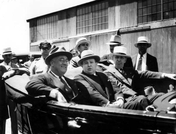 Jacksonville Mayor John T. Alsop (seated, right) rides with President Franklin Roosevelt and Gov. David Sholtz during a presidential visit in 1933.