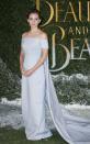 <p>For the London premiere of ‘Beauty and the Beast’, the British actress stepped out in a Cinderella-esque blue gown. The off-the-shoulder design by Emilia Wickstead featured a huge train that required its own handler on the grassy carpet. <em>[Photo: PA]</em> </p>