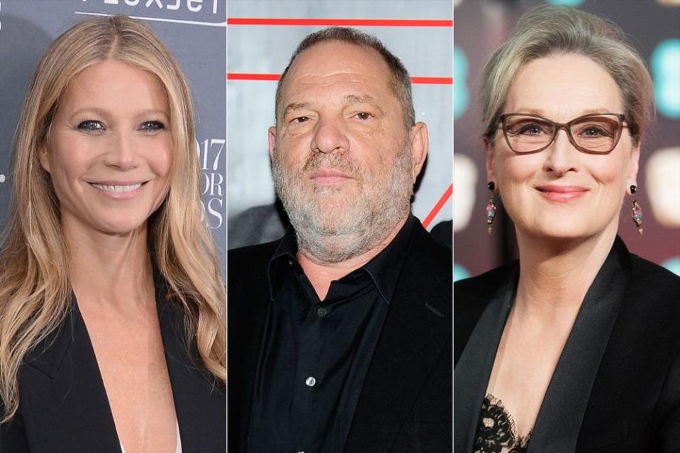 (L-R) Gwyneth Paltrow, Harvey Weinstein and Meryl Streep.