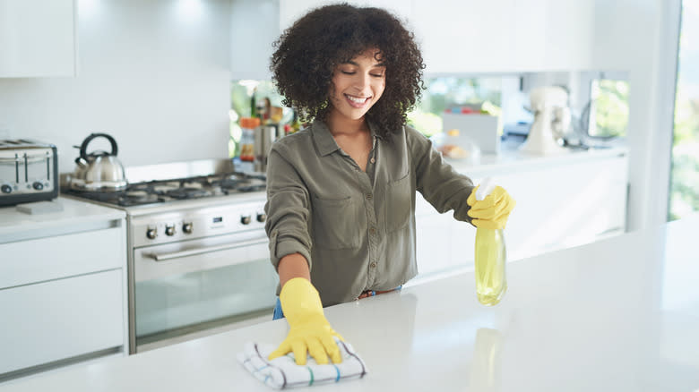 Woman cleaning floor