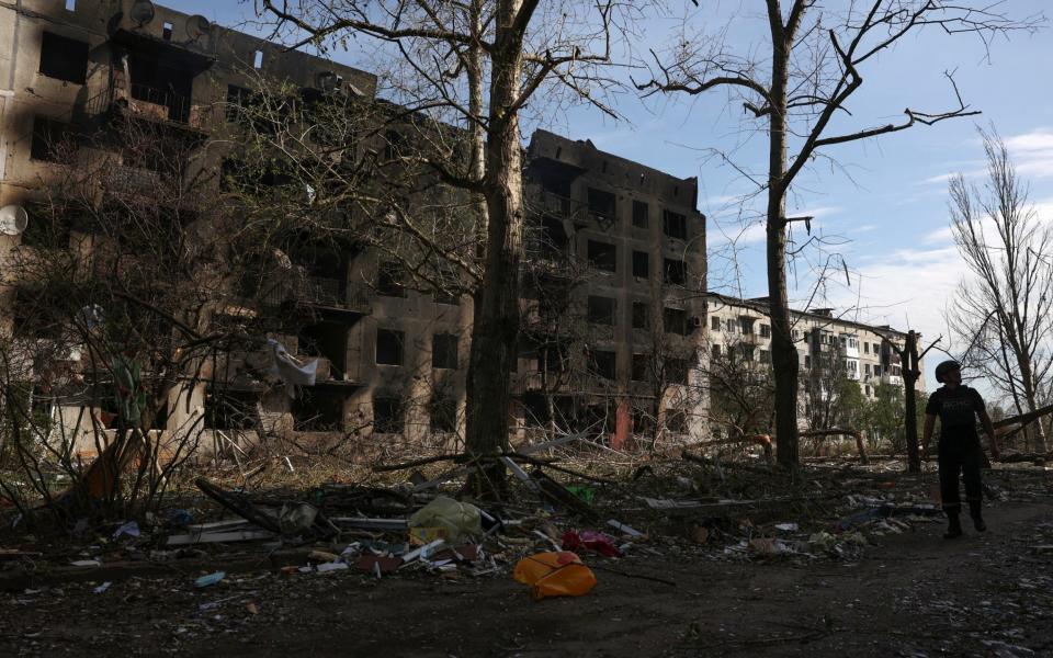 Ruined buildings in Donetsk