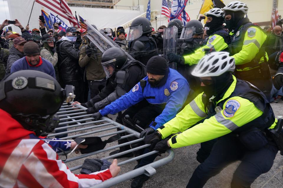 Pro-Trump rioters at the U.S. Capitol on Jan. 6, 2021, in Washington.