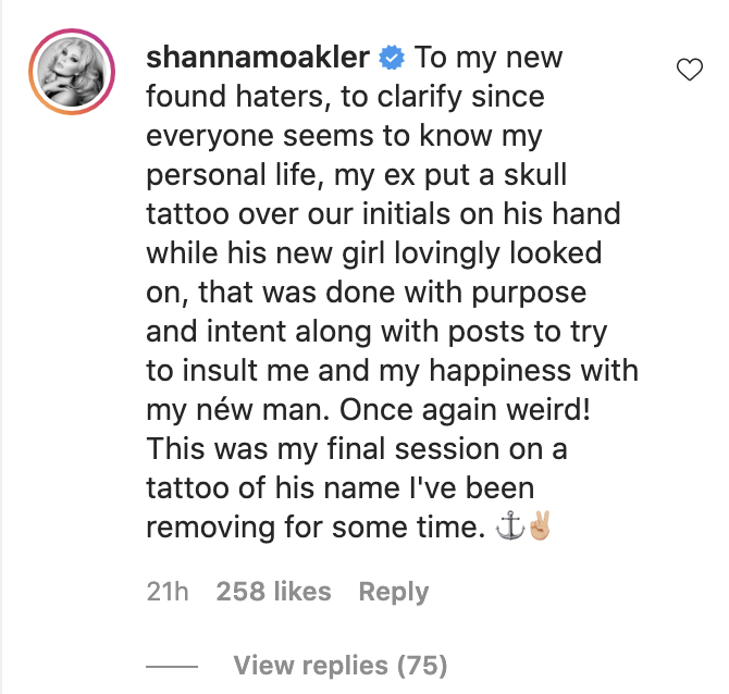 Shanna Moakler clarified a recent tattoo-removal session during which she covered up her ex-husband Travis Barker's inititals. (Screenshot: Instagram/ShannaMoakler)