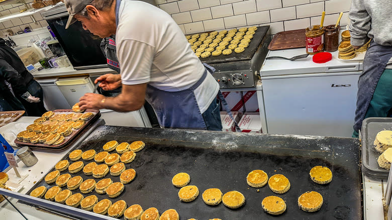 Welsh cakes on a grill