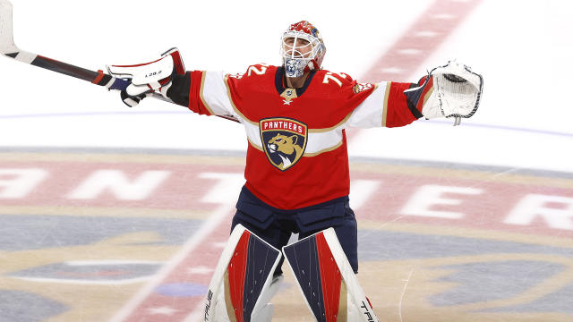 Sergei Bobrovsky and the Panthers have a 3-0 lead over the Hurricanes in the third round of the NHL playoffs. (Photo by Joel Auerbach/Getty Images)