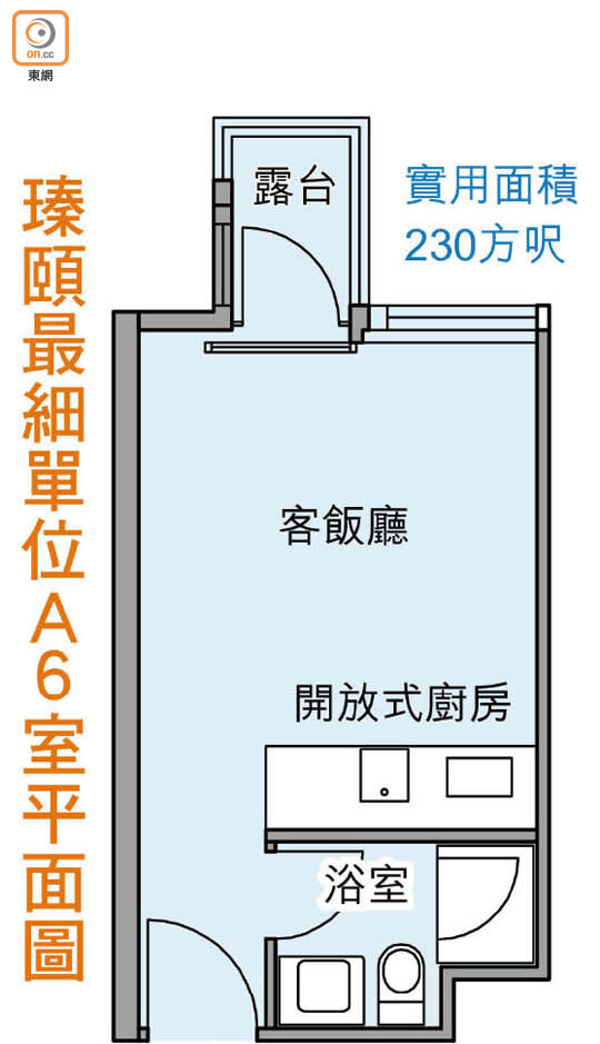 瑧頤最細單位A6室平面圖