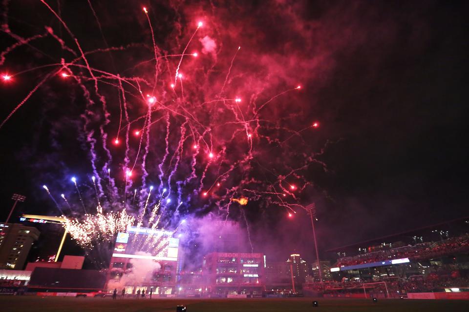 Firework show at Southwest University Park in Downtown El Paso.